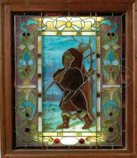 Appraisal: OUTSTANDING LEADED STAINED GLASS FIGURAL WINDOW OUTSTANDING LEADED STAINED GLASS