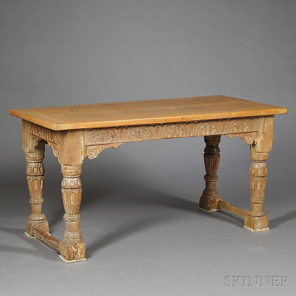 Appraisal: English Limed Oak Refectory Table th century and later with