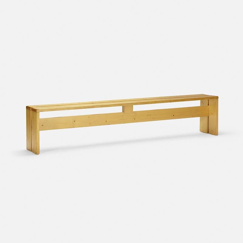 Appraisal: Charlotte Perriand bench from Les Arcs Savoie Charlotte Perriand bench