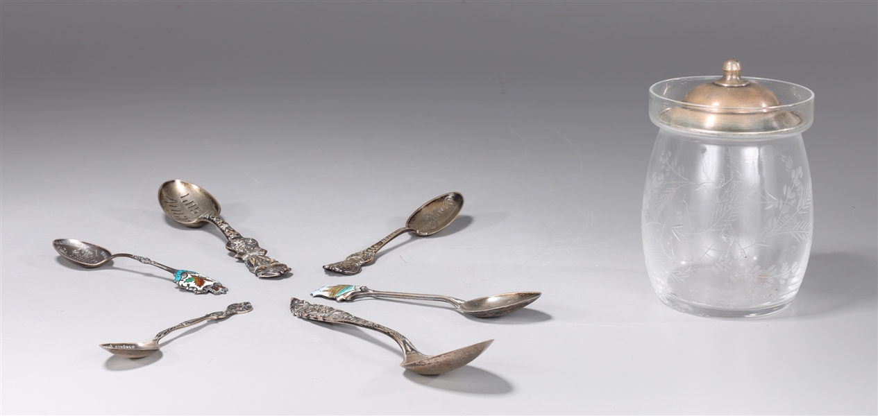 Appraisal: Large group of silver spoons including two German spoons together