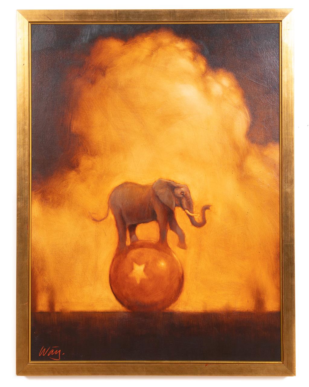 Appraisal: JAMES M WAY ELEPHANT ON BALL SIGNED O C James