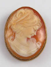 Appraisal: A carat gold framed cameo brooch approx x cm gms