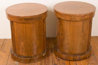 Appraisal: Baker Furniture Co Drum Tables Pair Pair of mid- th