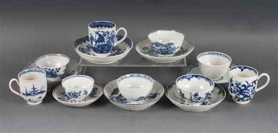 Appraisal: Seven assorted Staffordshire blue and white porcelain teacups and saucers