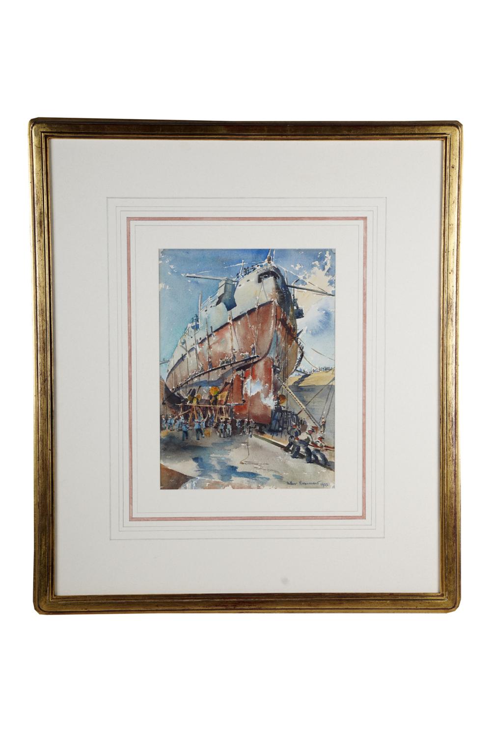 Appraisal: ARTHUR BEAUMONT SHIPYARD circa watercolor signed and dated lower right