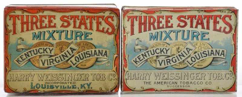 Appraisal: Lot of Square Corner Tobacco Tins Description Two variations of