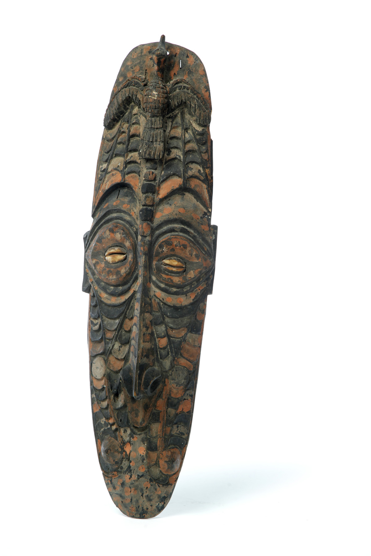 Appraisal: PAPUA NEW GUINEA CARVED TOTEM MASK Twentieth century Elongated wooden