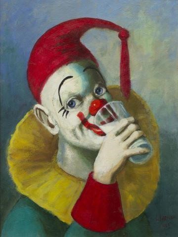 Appraisal: Framed oil on board painting Circus Clown signed lower right