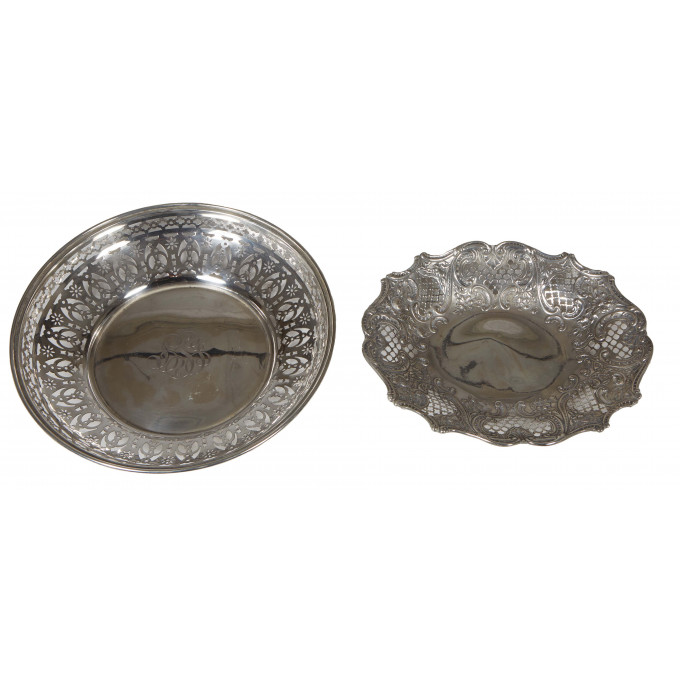 Appraisal: Two Sterling Pierced Bowls th c an oval example by