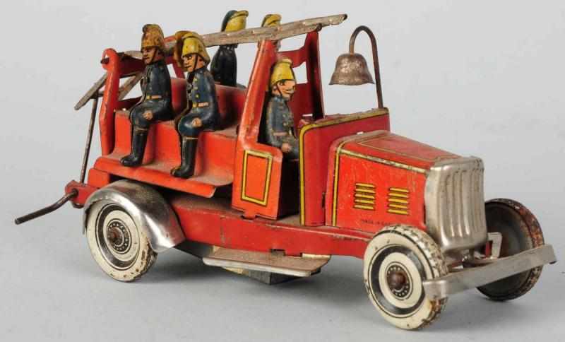 Appraisal: Tin Litho Fire Engine Wind-Up Toy German Marked Made in