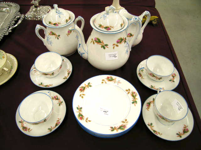 Appraisal: French Porcelain Tea Dessert Set for Moss Rose pattern circa