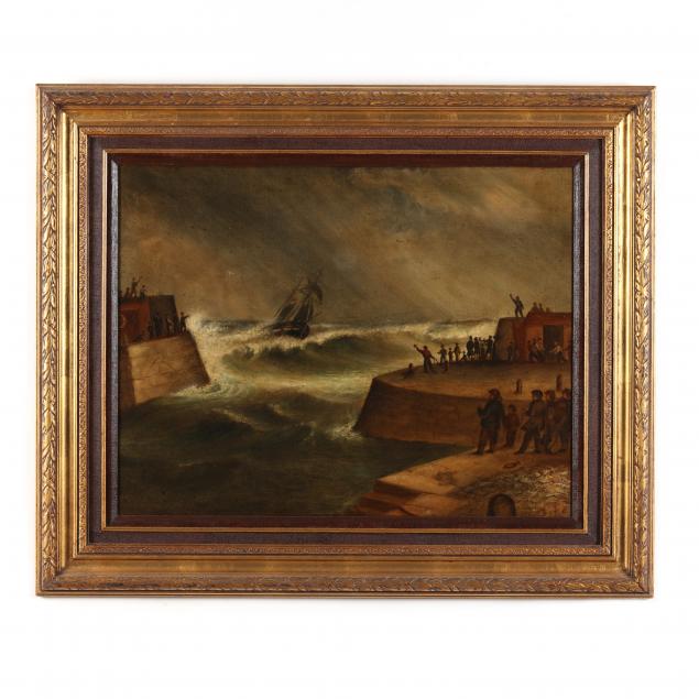 Appraisal: ANTIQUE SCOTTISH SCHOOL PAINTING OF A FRASERBURGH MARITIME SCENE Oil