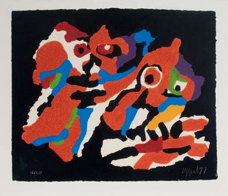 Appraisal: KAREL APPEL Flying High in the Blue Sky Color woodcut