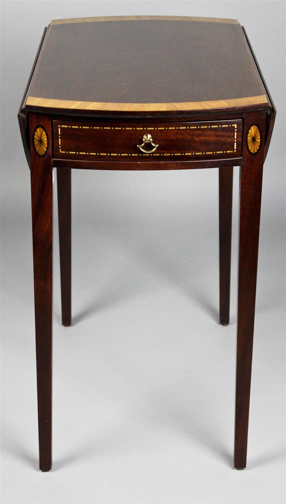 Appraisal: GEORGE III STYLE SATINWOOD CROSSBANDED AND INLAID MAHOGANY PEMBROKE TABLE