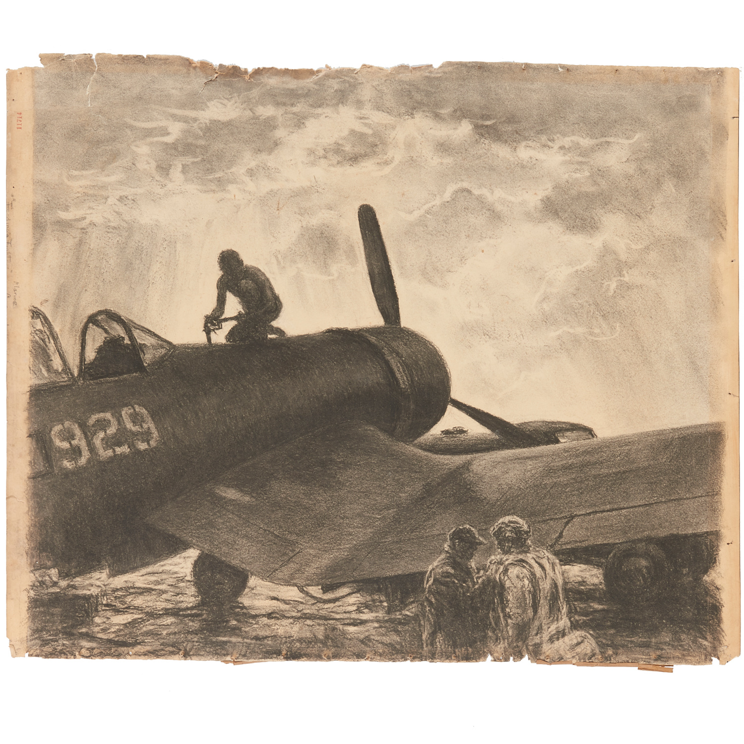 Appraisal: WWII U S MARINES FIGHTER AIRCRAFT ORIGINAL ART c s