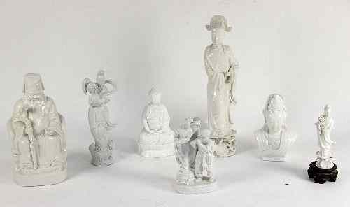 Appraisal: A group of seven Chinese porcelain figures th Century all