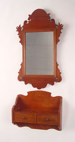 Appraisal: MARSHALL BRINTON CHIPPENDALE STYLE MIRROR SHELF pieces handcrafted by Marshall