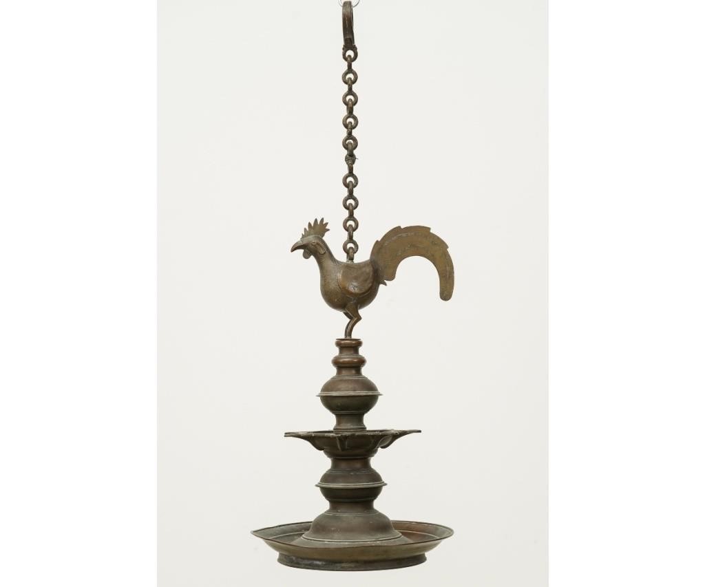 Appraisal: Indian Deccan bronze hanging oil lamp late th c with