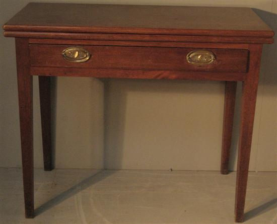 Appraisal: th century mahogany folding tea table with a single drawer