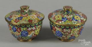 Appraisal: Pair of Chinese cloisonn covered bowls th c '' h