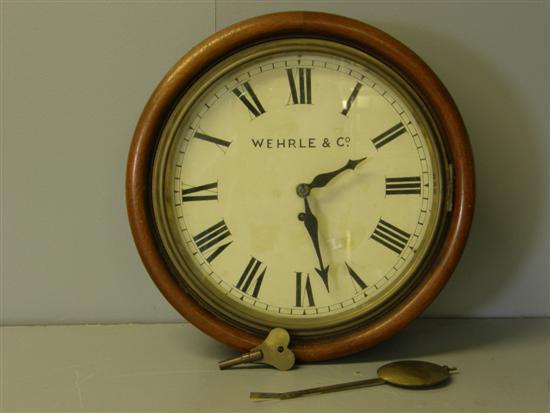 Appraisal: Nineteenth century mahogany fusee wall clock white dial signed Wehrle