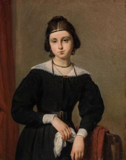 Appraisal: A TH CENTURY PORTRAIT OF A YOUNG WOMAN Noted verso