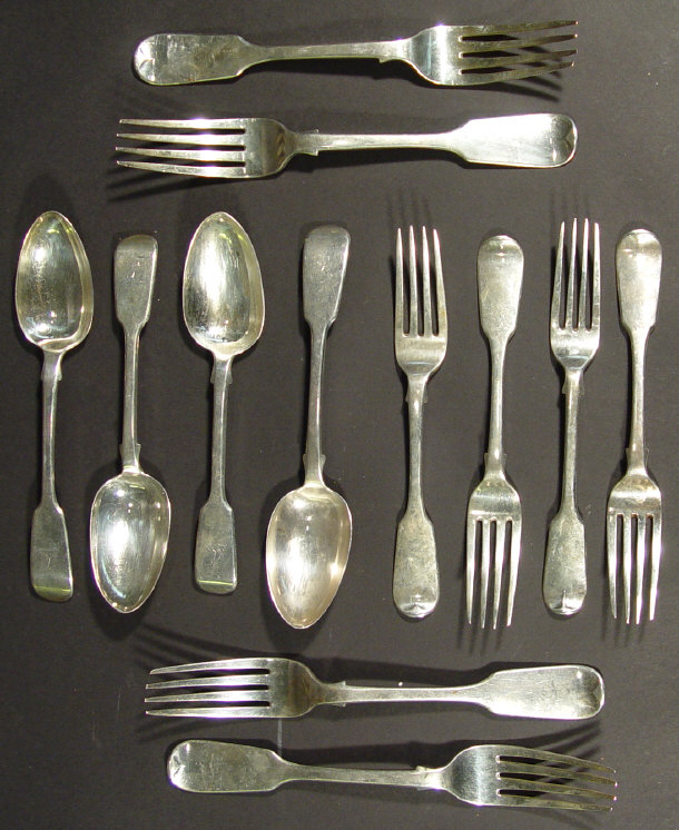 Appraisal: Eight Victorian silver forks and four matching spoons Birmingham