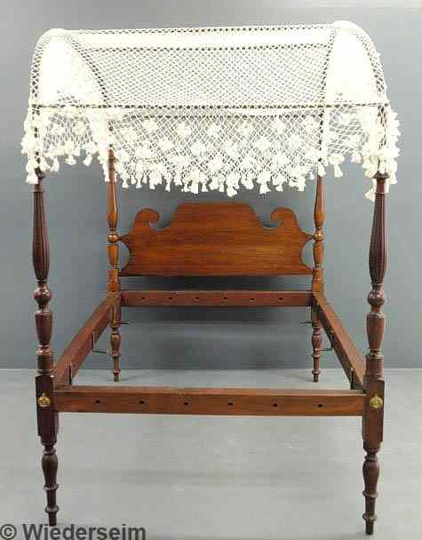 Appraisal: New England mahogany four-poster canopy bed c from Dennis Massachusetts