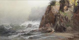 Appraisal: BROWN Harrison B Oil on Canvas Rocky Coastline Signed lower