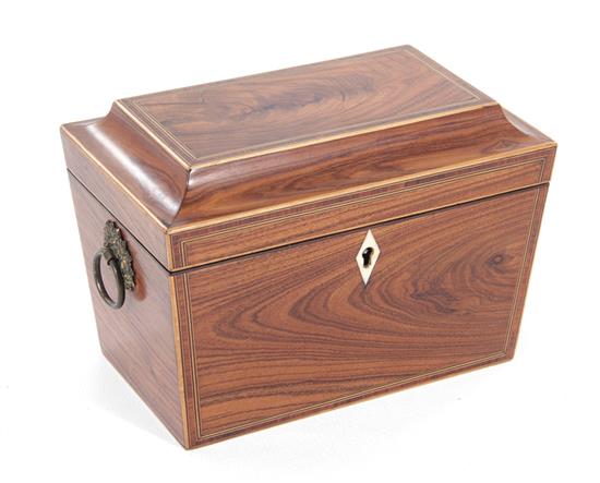 Appraisal: Georgian inlaid mahogany double tea caddy th century H W