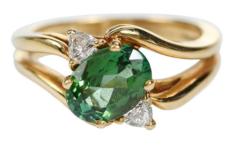 Appraisal: kt Gemstone Ring one oval faceted green tourmaline estimated weight