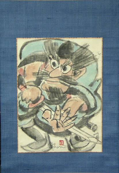 Appraisal: Yoshitoshi Mori - Warrior Hanging scroll ink and color on