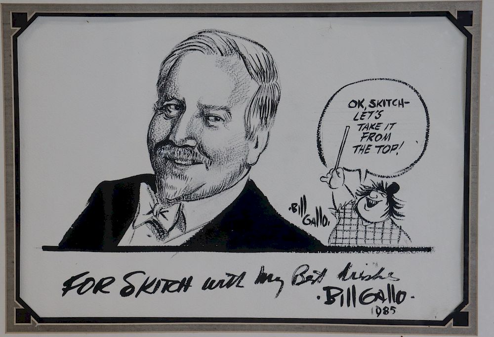 Appraisal: BILL GALLO Signed Ink Drawing For Skitch Henderson Signed lr