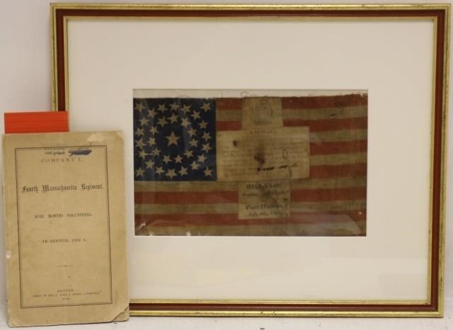 Appraisal: DIMINUTIVE CIVIL WAR FLAG WITH STARSFRAMED PRESENTED TO CAPT HENRY