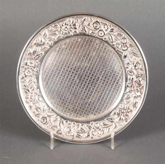 Appraisal: American engraved repousse silver salver unmarked probably Kirk Baltimore late