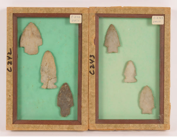 Appraisal: Two frames of nice flints total from Sam Yoder farm