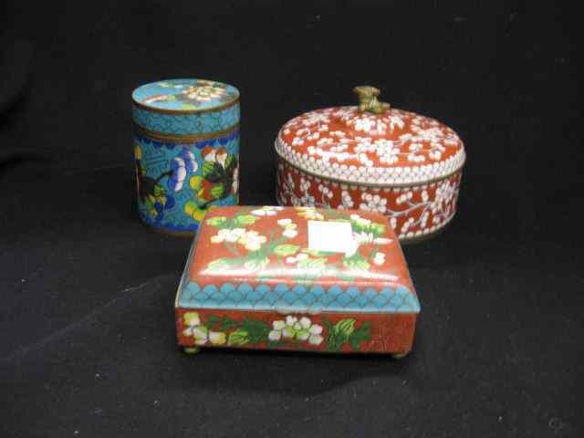 Appraisal: Chinese Cloisonne Boxes various colors floral largest is '' diameter