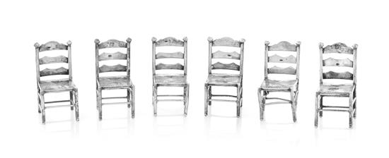 Appraisal: Sale Lot A Set of Six Dutch Silver Miniature Chairs