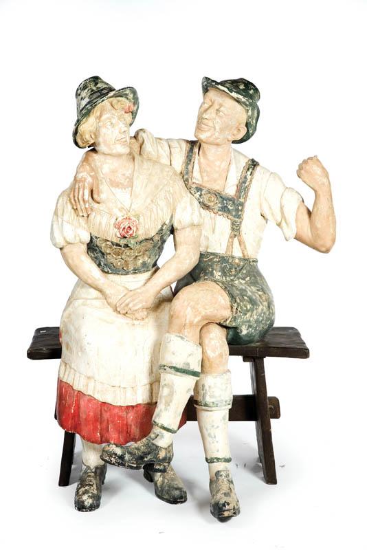 Appraisal: CARVED FIGURAL GROUP Probably Germany th century softwood Handsome and