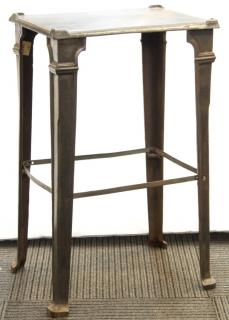 Appraisal: Industrial Cast Iron Table The squared surface surmounting four bracket