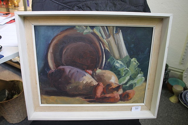 Appraisal: Leslie Govier th Century Still life of root vegetables signed