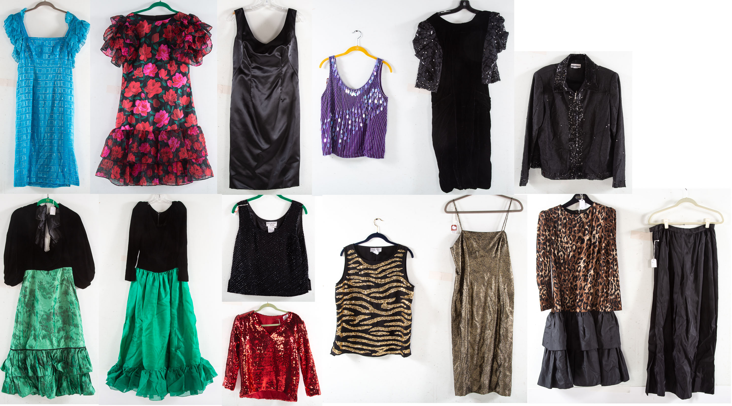 Appraisal: LARGE COLLECTION OF VINTAGE DRESSES Including velvet evening dresses and