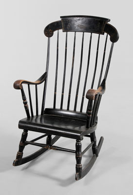 Appraisal: Stencil-Decorated Rocking Chair American probably New England th century maple