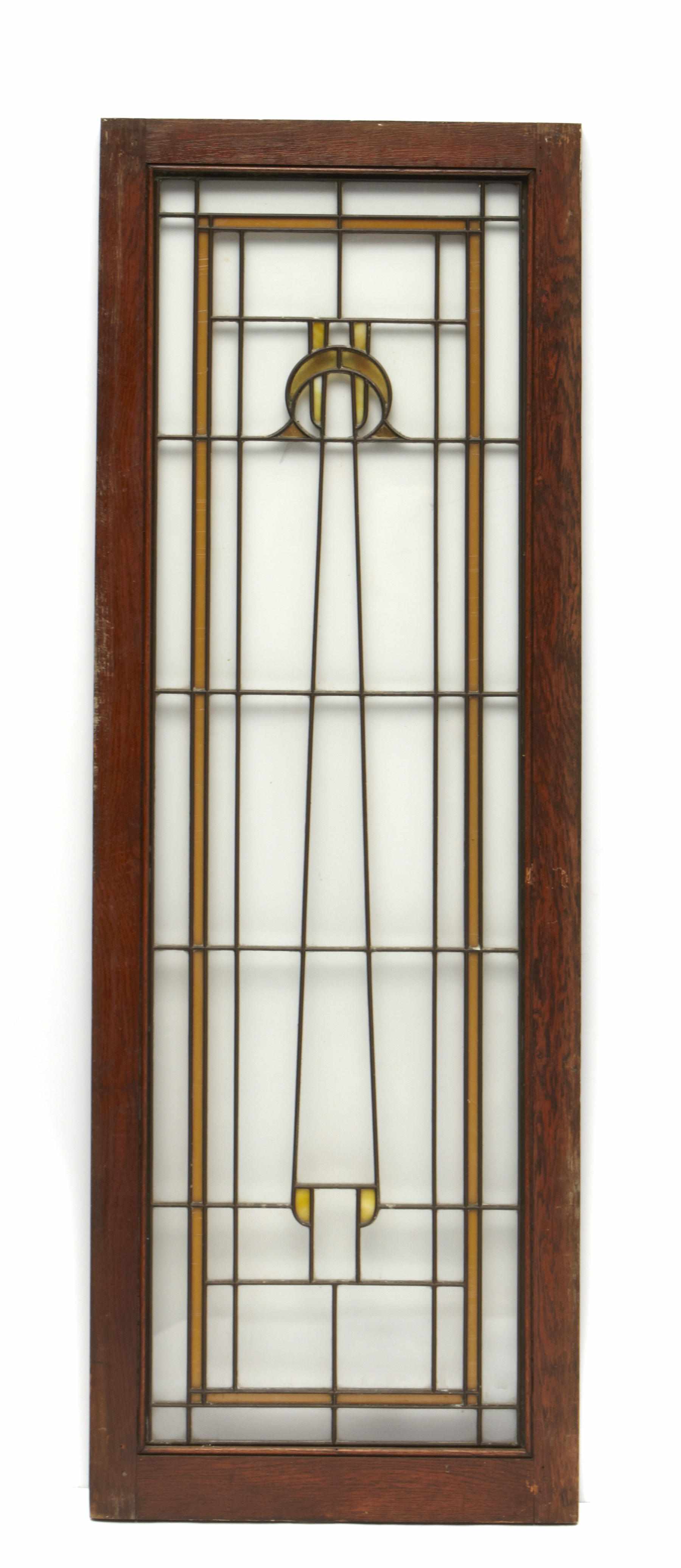 Appraisal: A group of three Prairie School leaded glass windows height