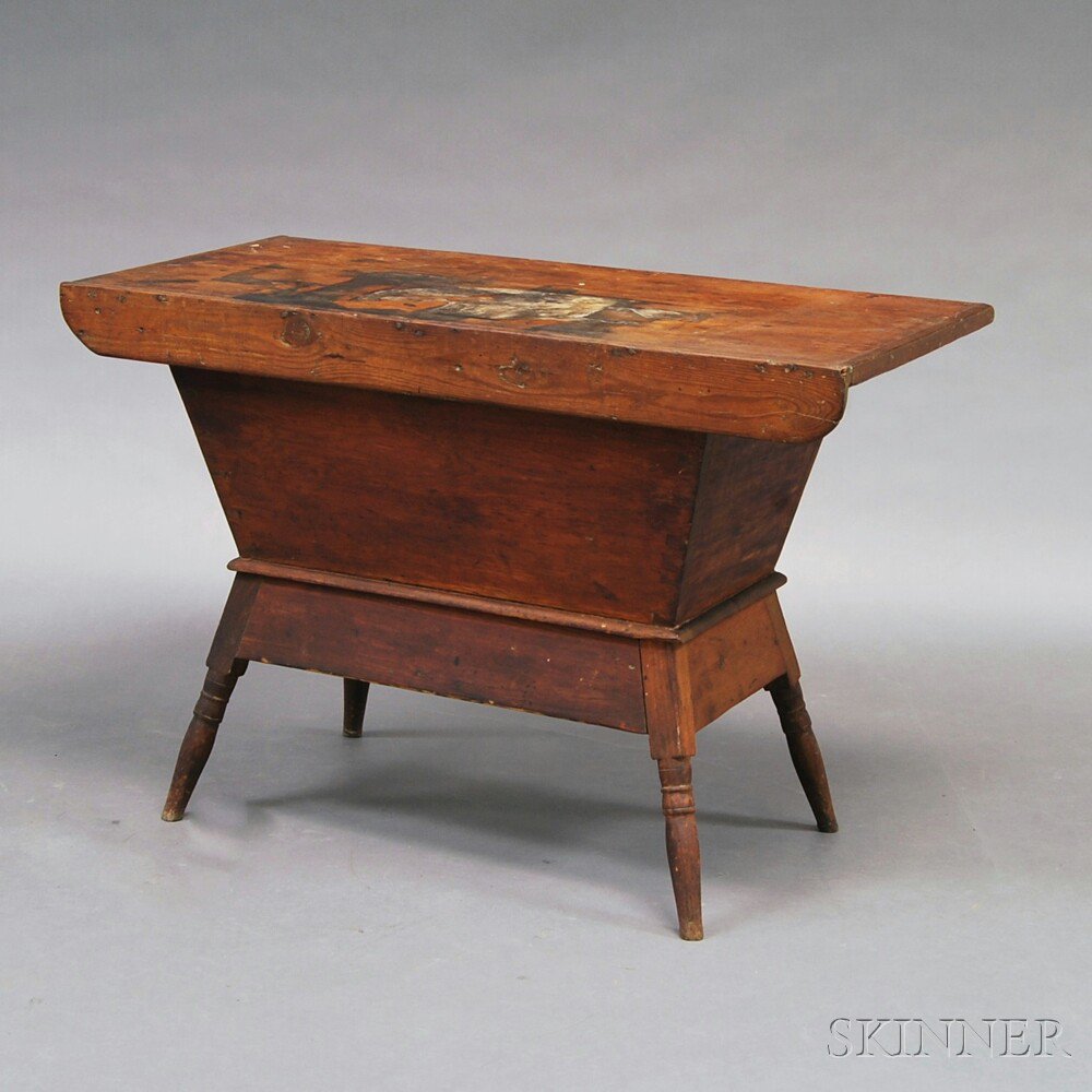 Appraisal: Pine Dough Box Table America th century the box with