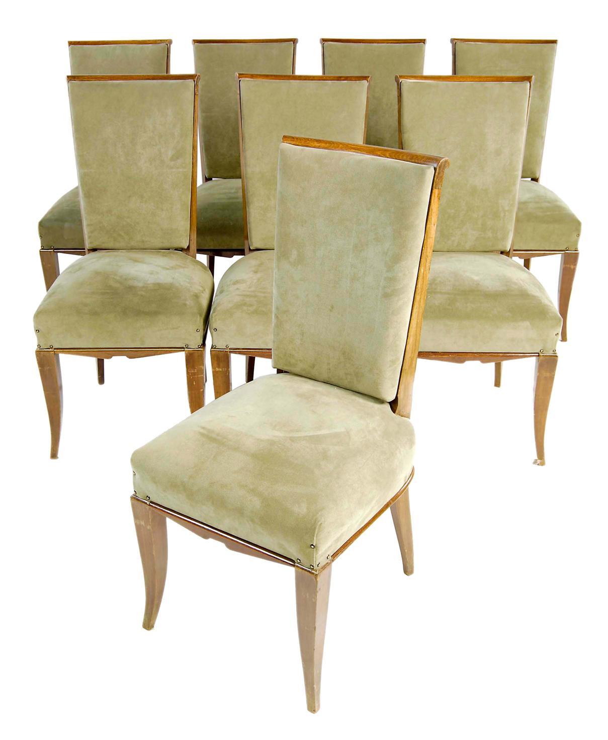 Appraisal: A set of eight stained beechwood dining chairs