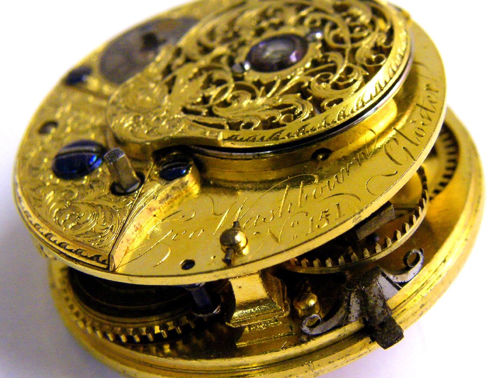 Appraisal: Mid th century English fusee verge pocket watch movement signed