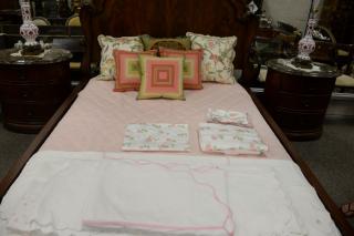 Appraisal: Group lot to include pink coverlet custom coverlets with pink