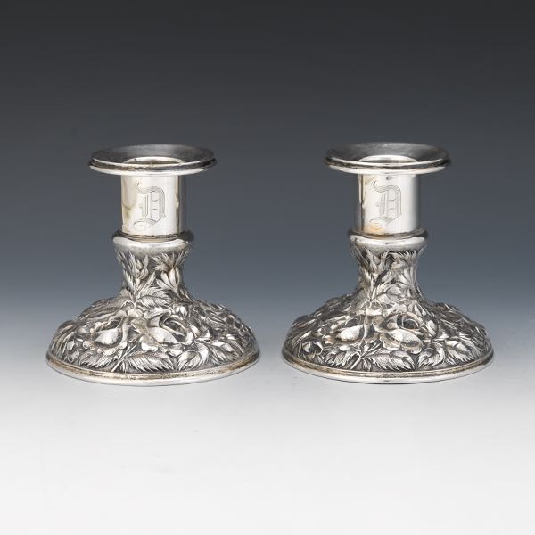 Appraisal: STIEFF ART DECO STERLING SILVER PAIR OF CANDLEHOLDERS DATED x