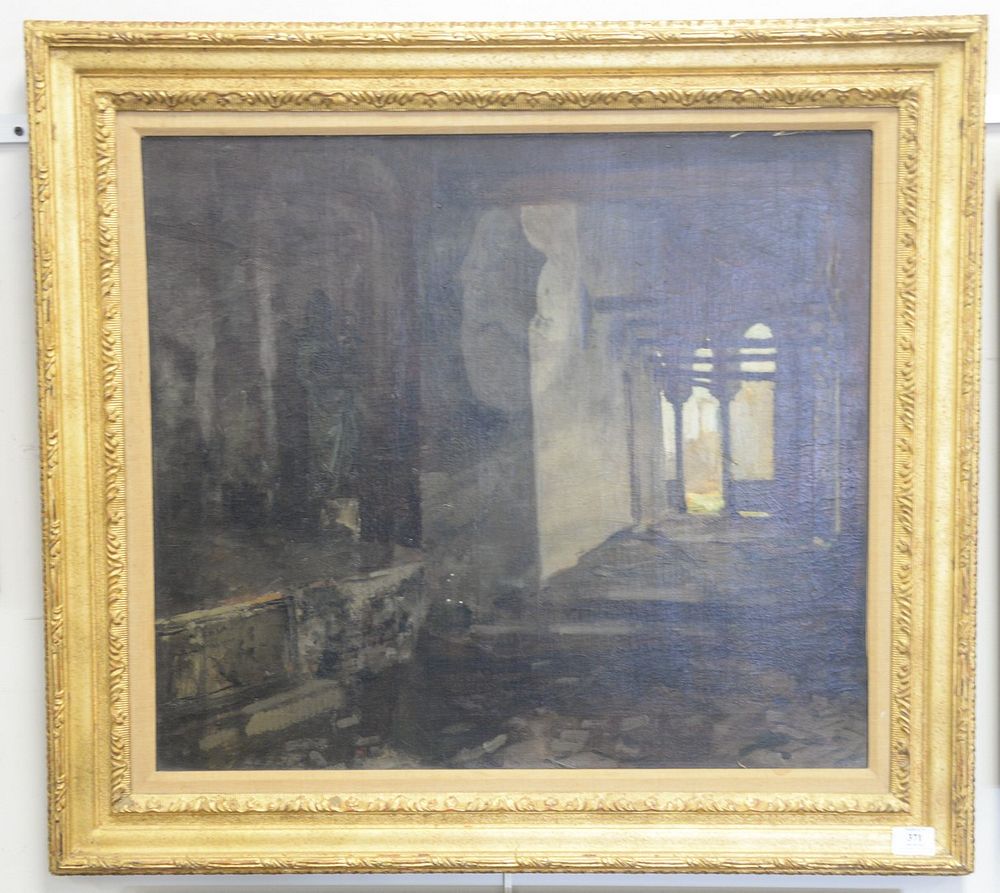 Appraisal: Unknown Artist interior scene oil on canvas possibly signed lower